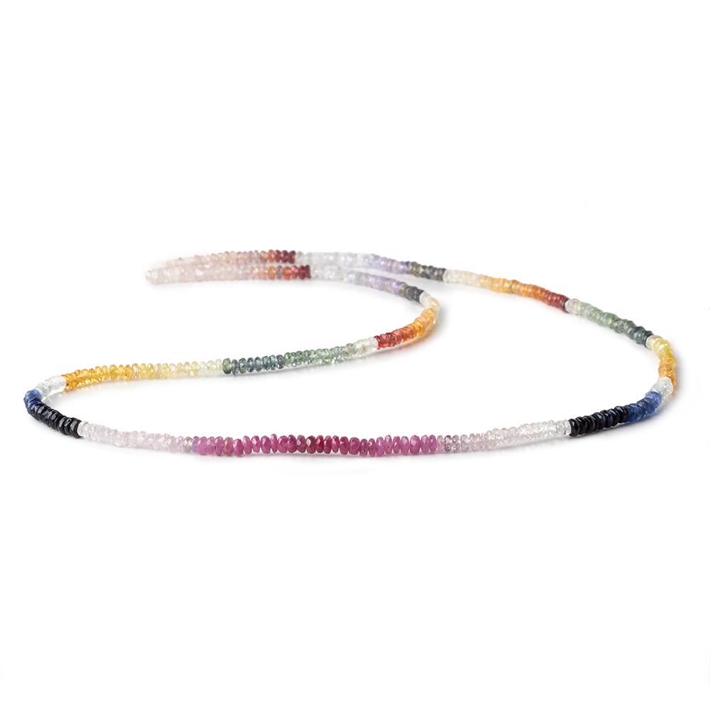 3mm Multi Color Fancy Sapphire faceted rondelles 18 inch 320 beads A - Beadsofcambay.com