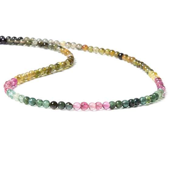 3mm Multi Color Tourmaline Beads Plain Round 14.5 inch 115 pcs - Beadsofcambay.com