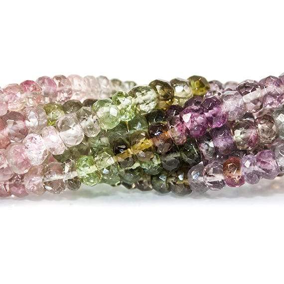 3mm Multi Color Tourmaline faceted rondelle Beads 14 inch 168 pieces - Beadsofcambay.com