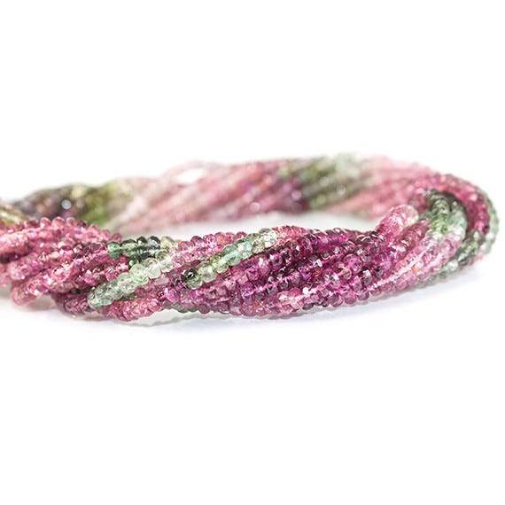 3mm Multi Color Tourmaline faceted rondelle Beads 14 inch 168 pieces - Beadsofcambay.com
