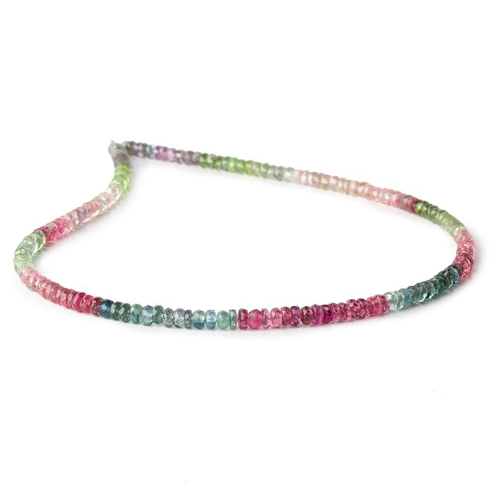 3mm Multi Color Tourmaline faceted rondelle Beads 14 inch 175 pieces - Beadsofcambay.com