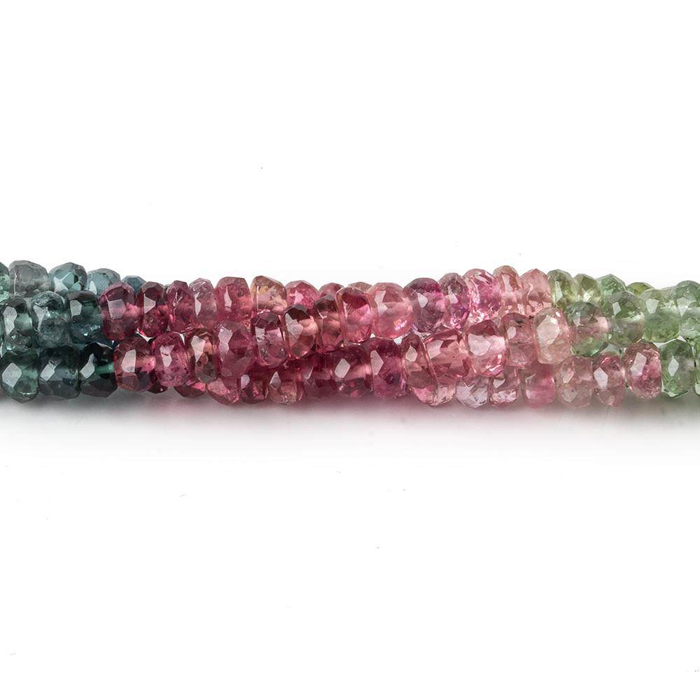 3mm Multi Color Tourmaline faceted rondelle Beads 14 inch 175 pieces - Beadsofcambay.com
