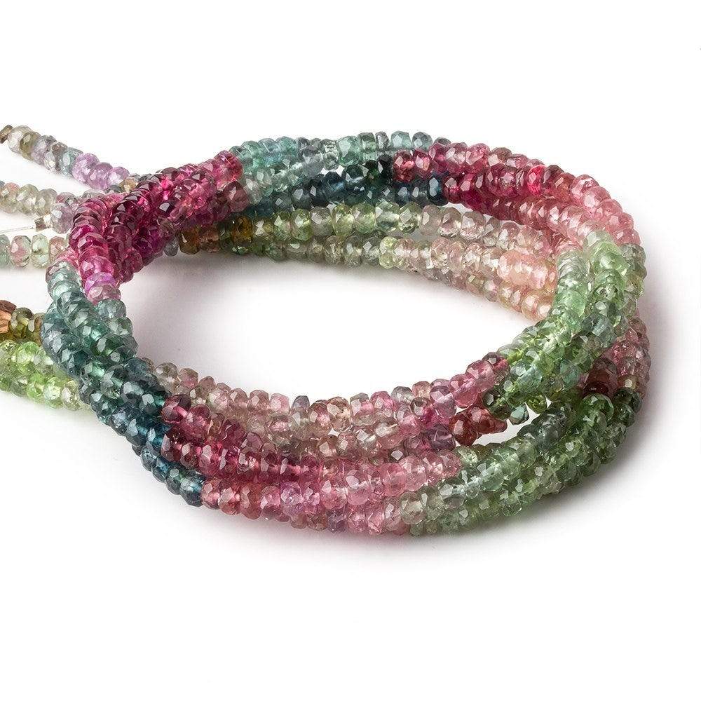 3mm Multi Color Tourmaline faceted rondelle Beads 14 inch 175 pieces - Beadsofcambay.com