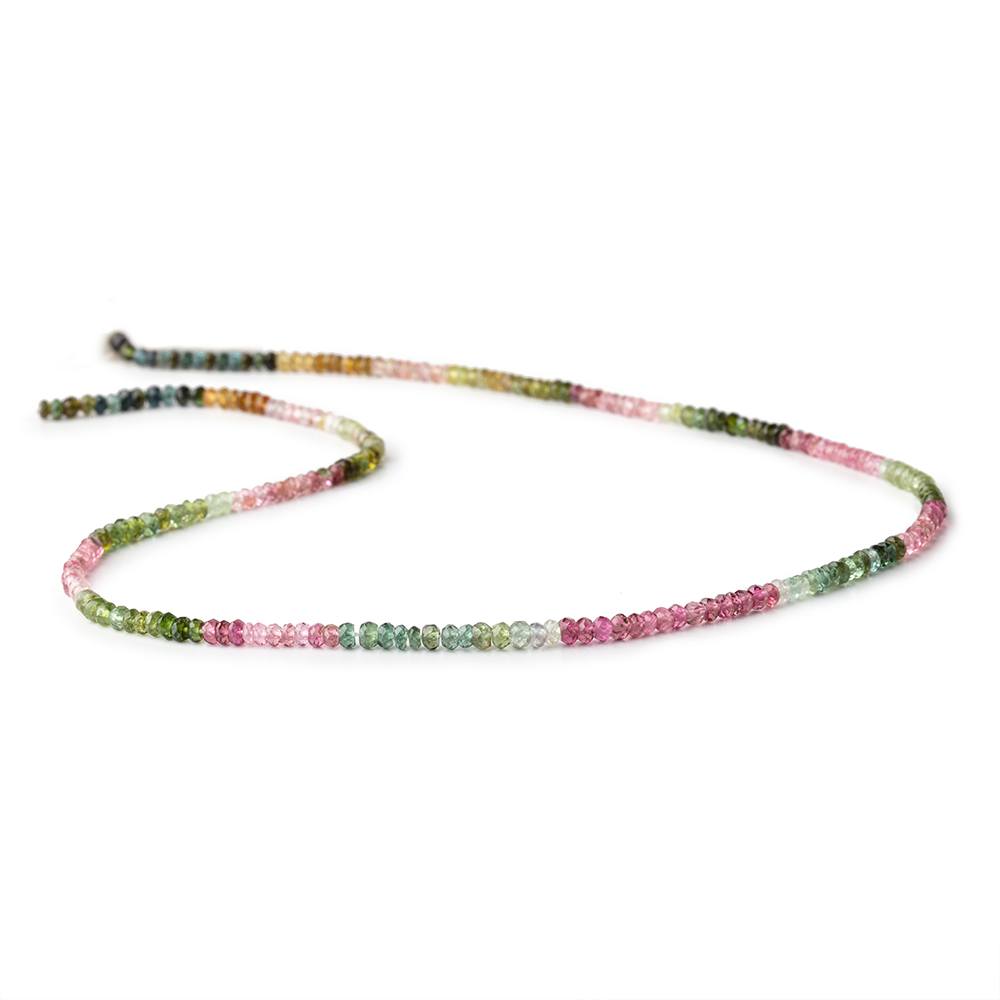 3mm Multi Color Tourmaline Faceted Rondelle Beads 14 inch 201 pcs - Beadsofcambay.com