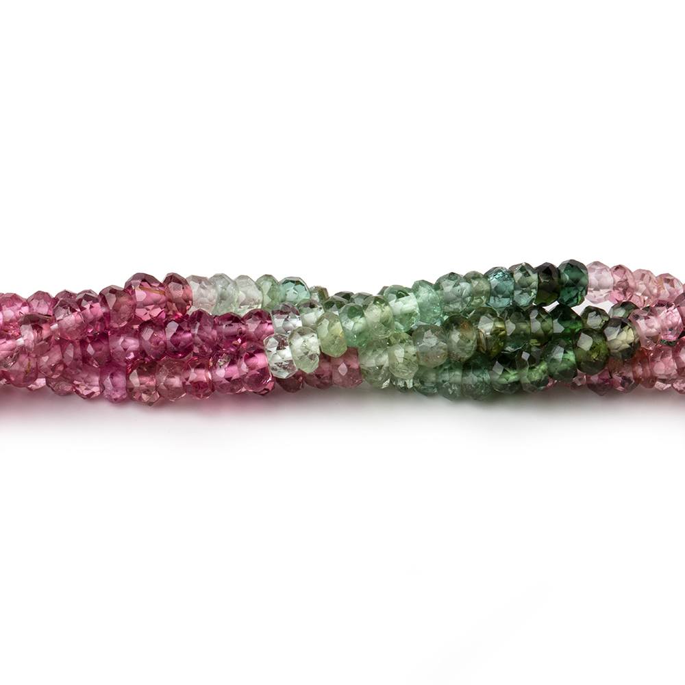 3mm Multi Color Tourmaline Faceted Rondelle Beads 14 inch 201 pcs - Beadsofcambay.com