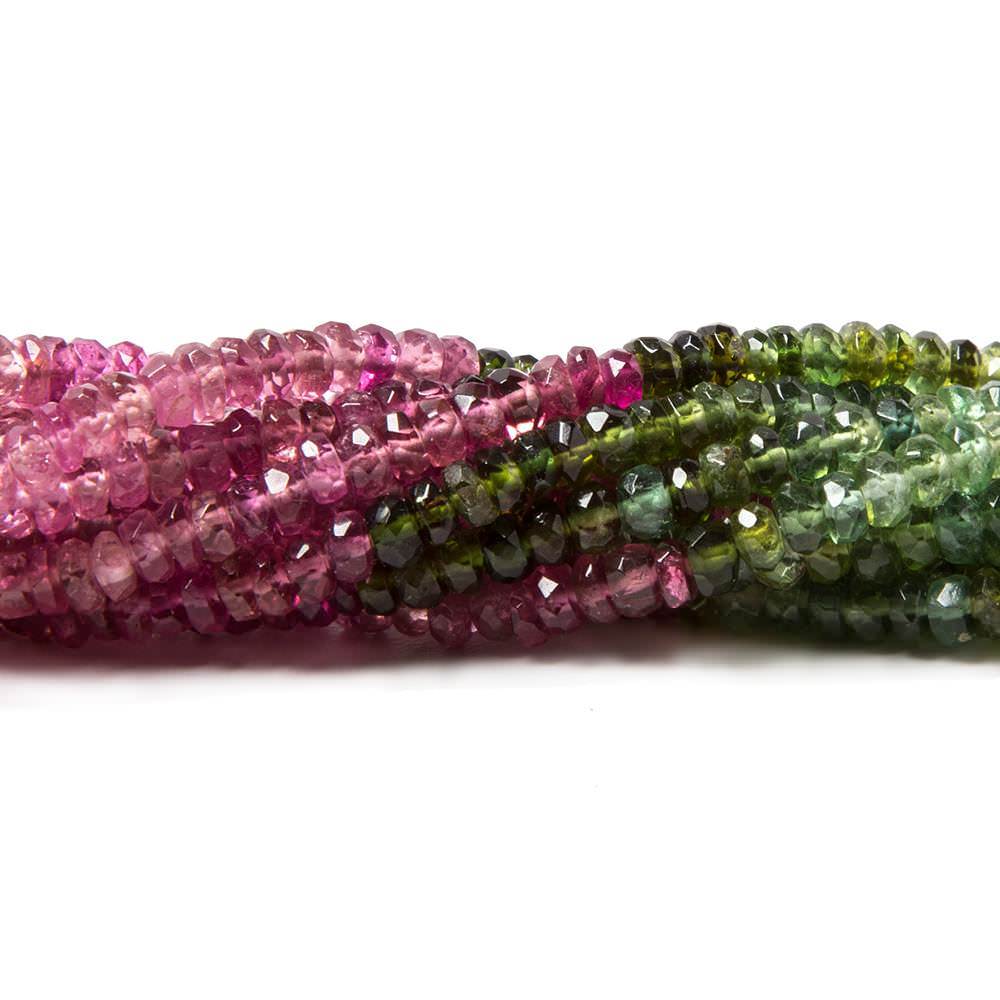 3mm Multi Color Tourmaline faceted rondelle beads 16 inch 200 pieces - Beadsofcambay.com