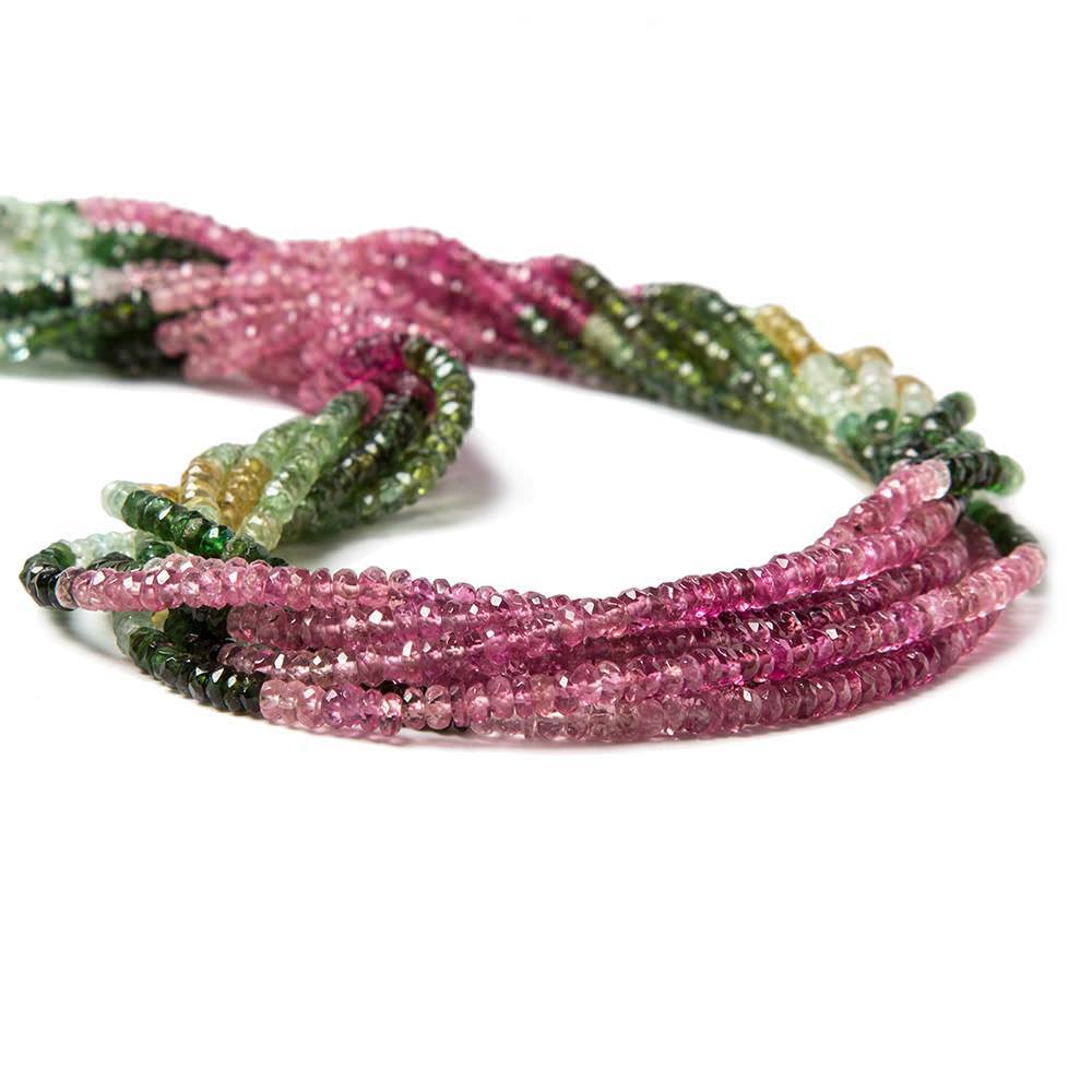 3mm Multi Color Tourmaline faceted rondelle beads 16 inch 200 pieces - Beadsofcambay.com