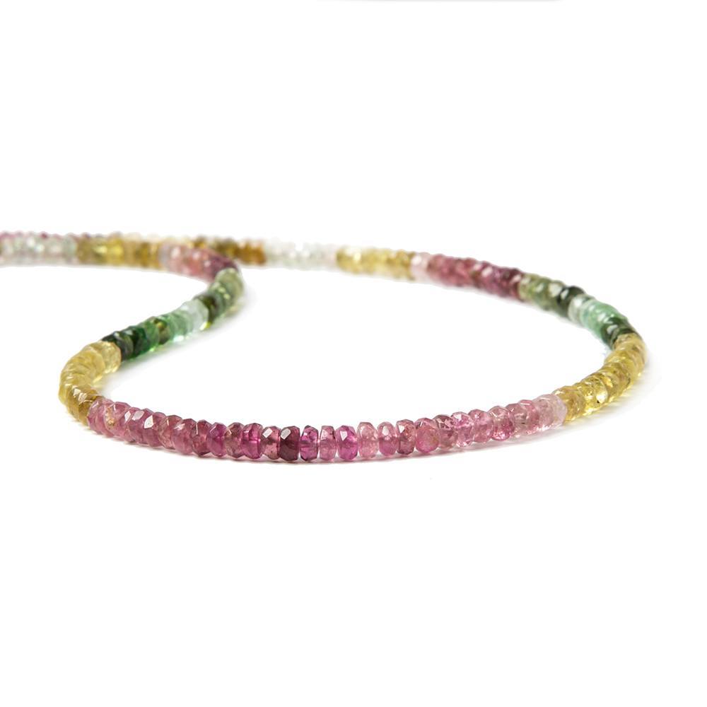 3mm Multi Color Tourmaline faceted rondelle beads 16 inch 216 pieces - Beadsofcambay.com