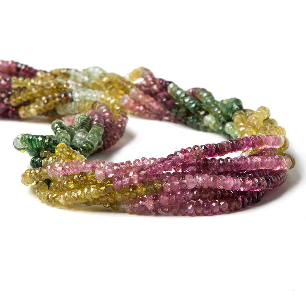 3mm Multi Color Tourmaline faceted rondelle beads 16 inch 216 pieces - Beadsofcambay.com