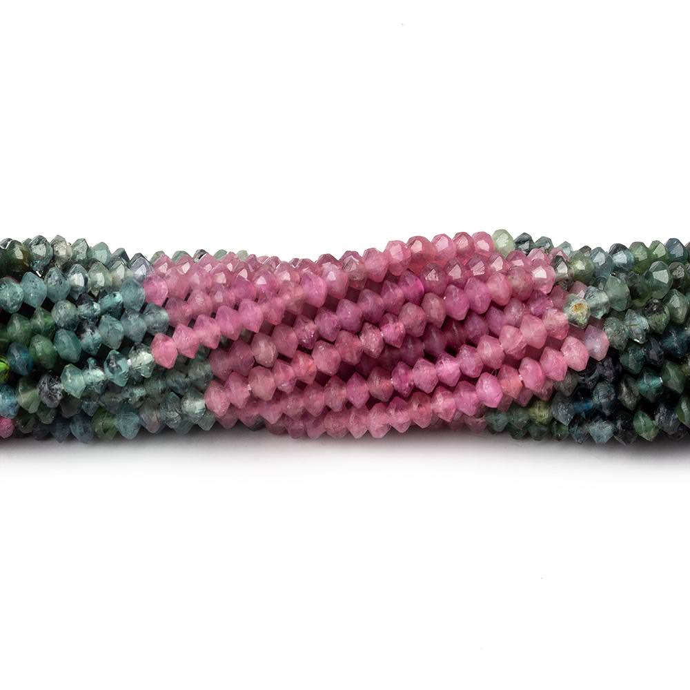3mm Multi Color Tourmaline micro faceted disc rondelle beads 12.5 inch 155 pieces AAA - Beadsofcambay.com