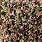 3mm Multi Color Tourmaline micro-faceted round Gold Dangling Chain by the foot - Beadsofcambay.com