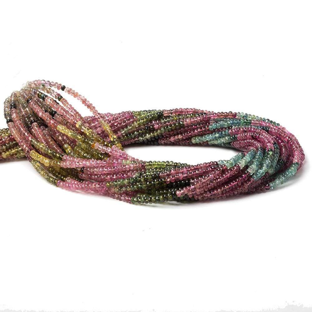 3mm Multi Color Tourmaline plain rondelle beads 13.5 inch 200 pieces AA - Beadsofcambay.com