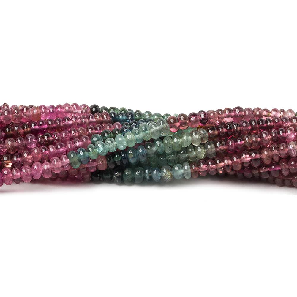 3mm Multi Color Tourmaline plain rondelle beads 13.5 inch 200 pieces AA - Beadsofcambay.com