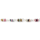 3mm Multi Color Tourmaline Rondelle Trio Silver .925 Chain by the foot 90 beads per - Beadsofcambay.com