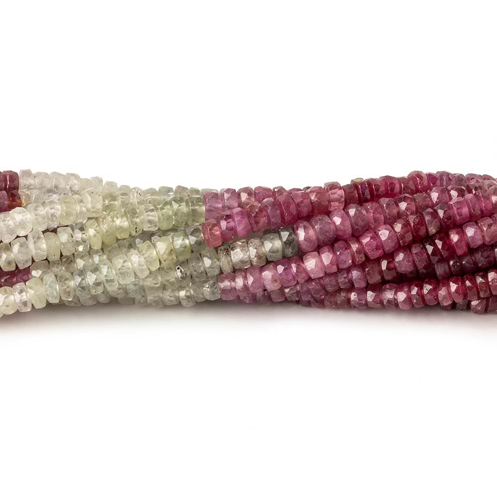 3mm Multi Color Umba Sapphire faceted rondelles 16 inch 225 beads AA - Beadsofcambay.com