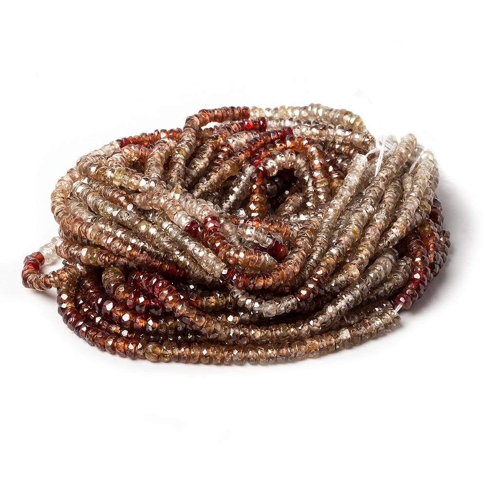 3mm Multi-color Zircon Faceted Rondelle 16 inch 280 pieces - Beadsofcambay.com