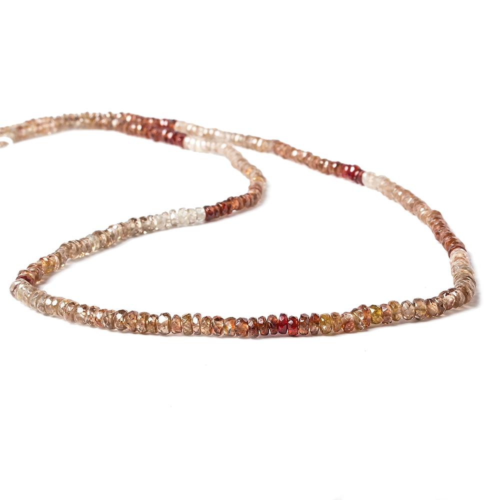 3mm Multi-color Zircon Faceted Rondelle 16 inch 280 pieces - Beadsofcambay.com