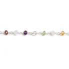 3mm Multi Gemstone faceted rondelle .925 Silver Chain by the foot 33 beads - Beadsofcambay.com