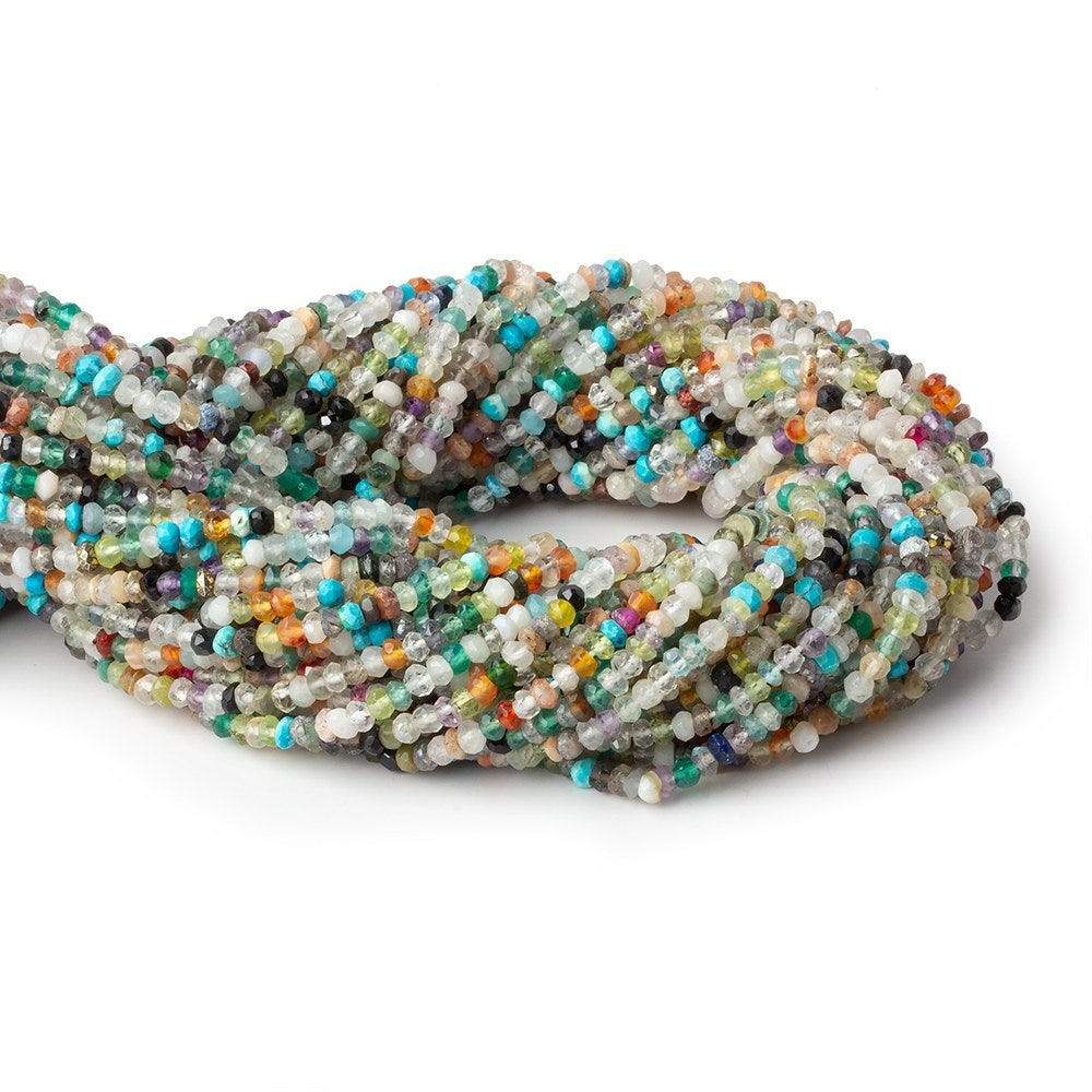 3mm Multi Gemstone Faceted Rondelle Beads 13 inch 145 pieces - Beadsofcambay.com
