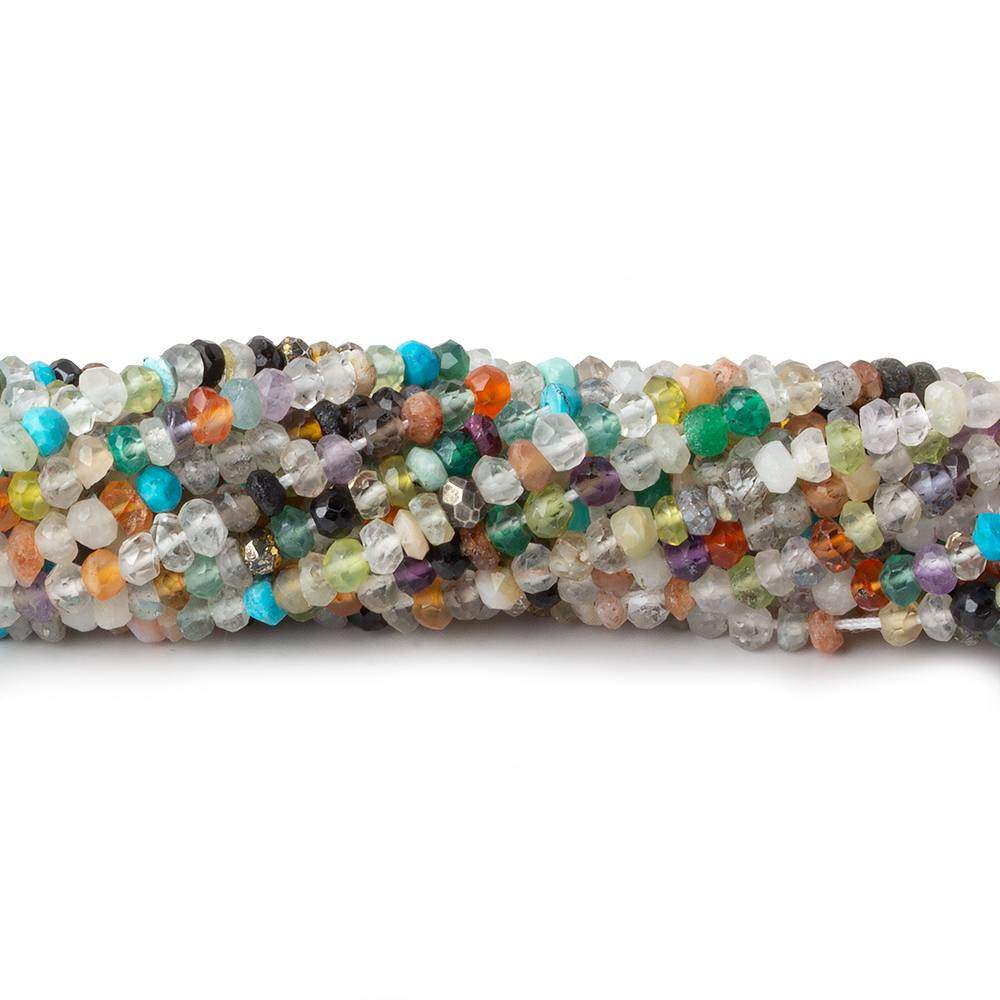 3mm Multi Gemstone Faceted Rondelle Beads 13 inch 145 pieces - Beadsofcambay.com