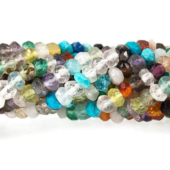 3mm Multi Gemstone Faceted Rondelle Beads 13 inch 145 pieces - Beadsofcambay.com