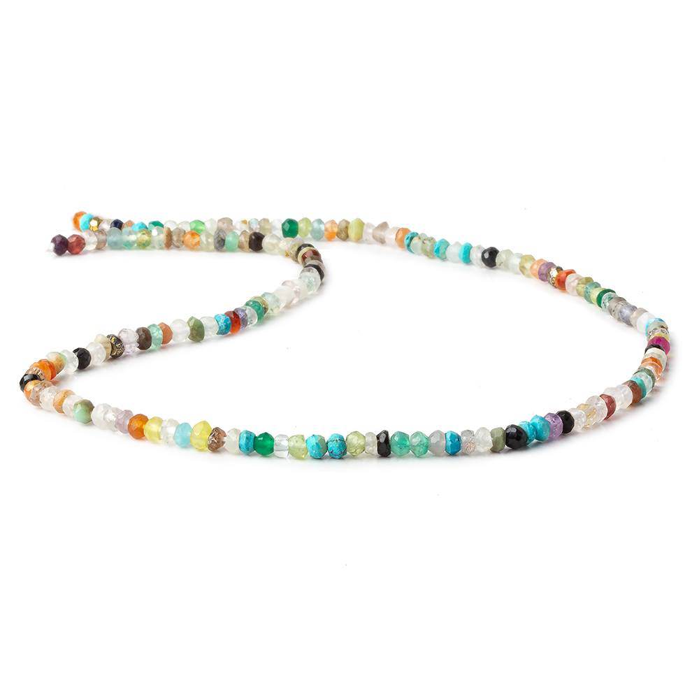 3mm Multi Gemstone Faceted Rondelle Beads 13 inch 145 pieces - Beadsofcambay.com