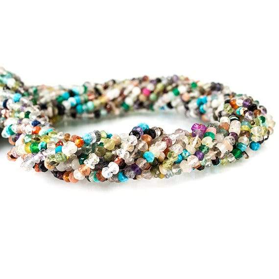 3mm Multi Gemstone Faceted Rondelle Beads 13 inch 145 pieces - Beadsofcambay.com