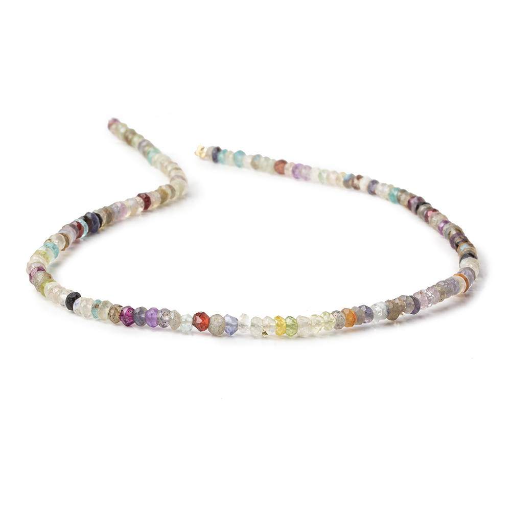 3mm Multi Gemstone Faceted Rondelle Beads 13 inches 72 pieces - Beadsofcambay.com