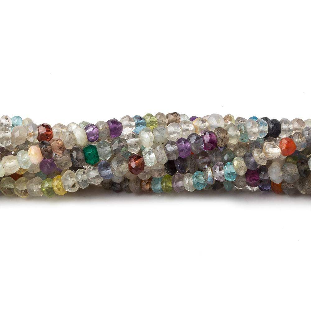 3mm Multi Gemstone Faceted Rondelle Beads 13 inches 72 pieces - Beadsofcambay.com