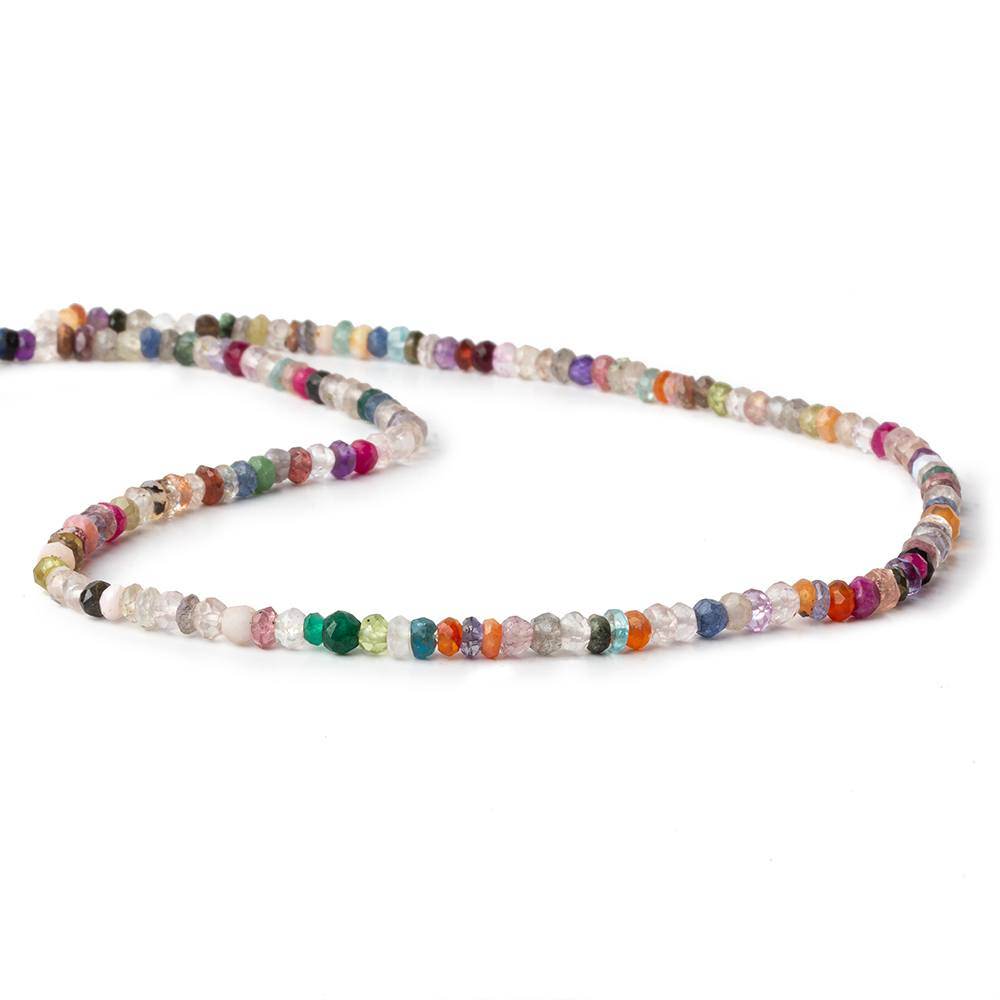 3mm Multi Gemstone Faceted Rondelle Beads 13.5 inch 158 pcs - Beadsofcambay.com
