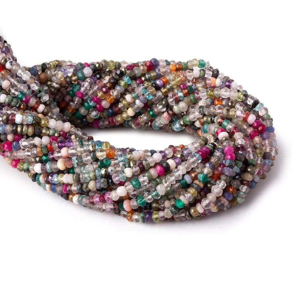3mm Multi Gemstone Faceted Rondelle Beads 13.5 inch 158 pcs - Beadsofcambay.com