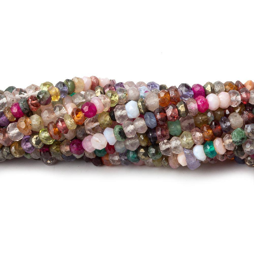 3mm Multi Gemstone Faceted Rondelle Beads 13.5 inch 158 pcs - Beadsofcambay.com