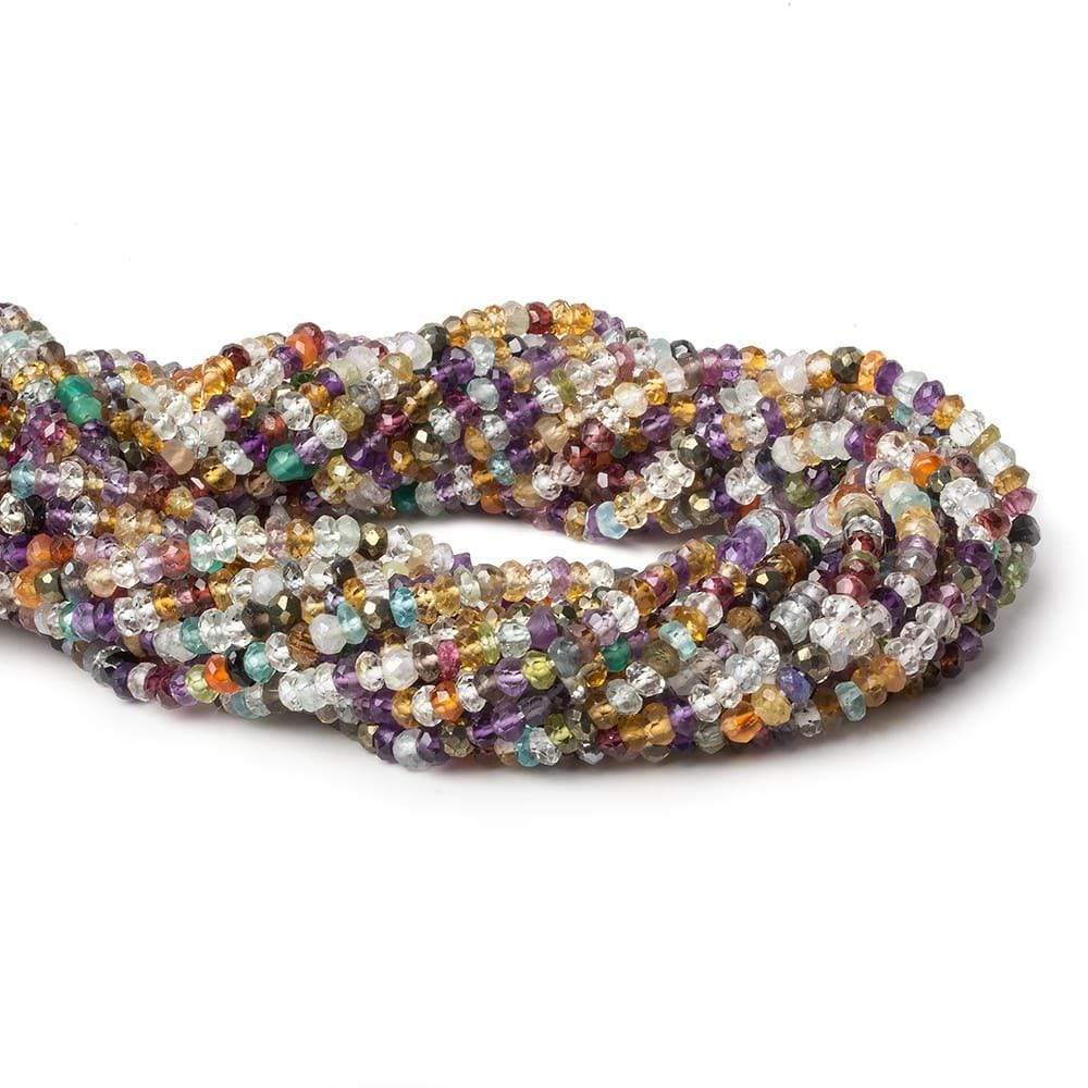 3mm Multi-gemstone Faceted Rondelle beads 14 inch 176 pieces - Beadsofcambay.com