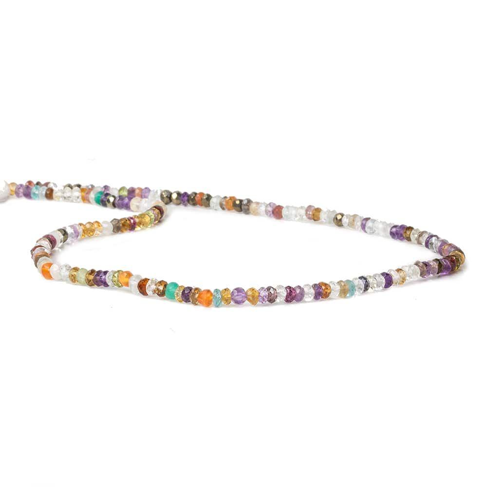 3mm Multi-gemstone Faceted Rondelle beads 14 inch 176 pieces - Beadsofcambay.com