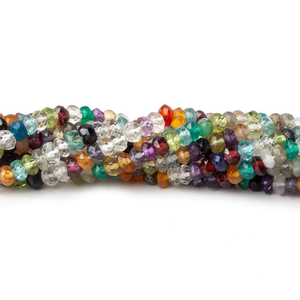 3mm Multi-gemstone Faceted Rondelle Beads 15 inch 170 pieces - Beadsofcambay.com