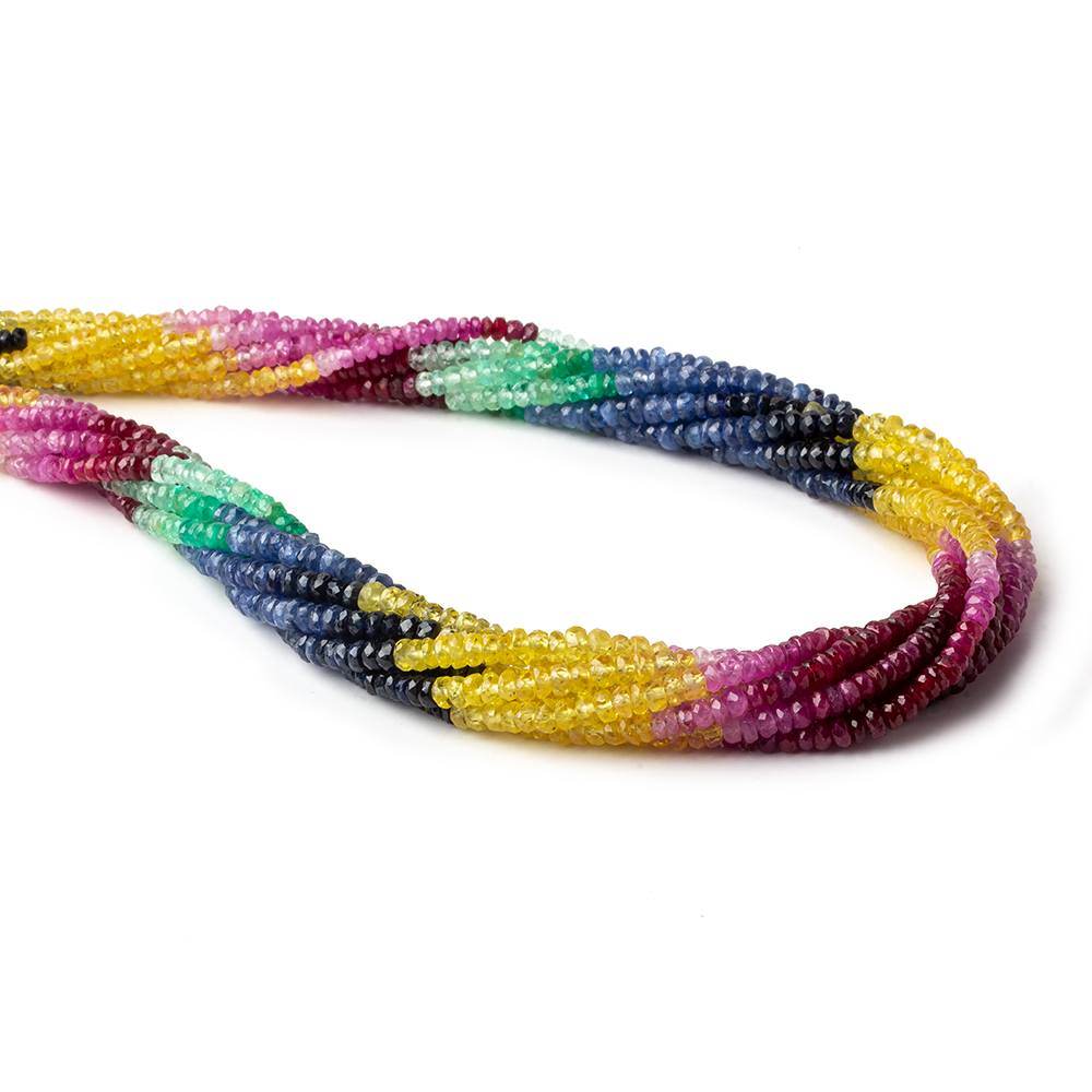 3mm Multi-gemstone Faceted Rondelle Beads 16 inch 256 pieces - Beadsofcambay.com