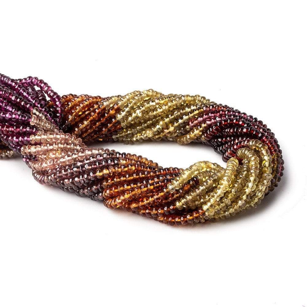 3mm Multi-gemstone Plain Rondelle Beads 13.5 inch 185 pieces - Beadsofcambay.com
