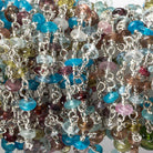 3mm Multi Gemstone plain rondelle Silver .925 Chain by the foot 45 pieces - Beadsofcambay.com