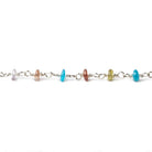 3mm Multi Gemstone plain rondelle Silver .925 Chain by the foot 45 pieces - Beadsofcambay.com