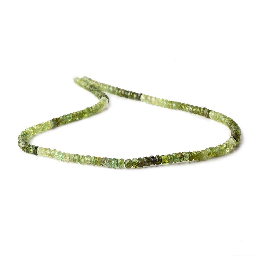 3mm Multi Green Tourmaline Faceted Rondelle Beads 14 inch 175 beads - Beadsofcambay.com