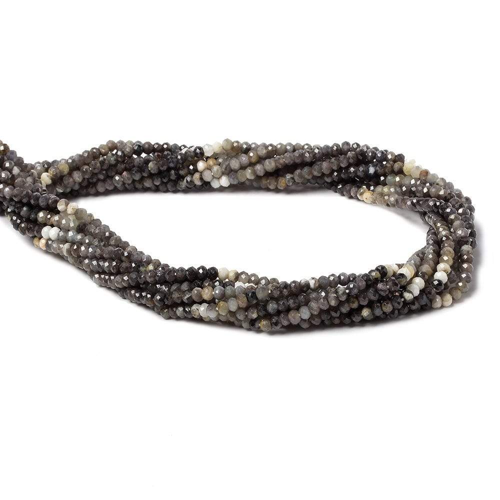 3mm Multi Grey Cream Sapphire Micro Faceted rondelle beads 13 inch 160 pcs - Beadsofcambay.com