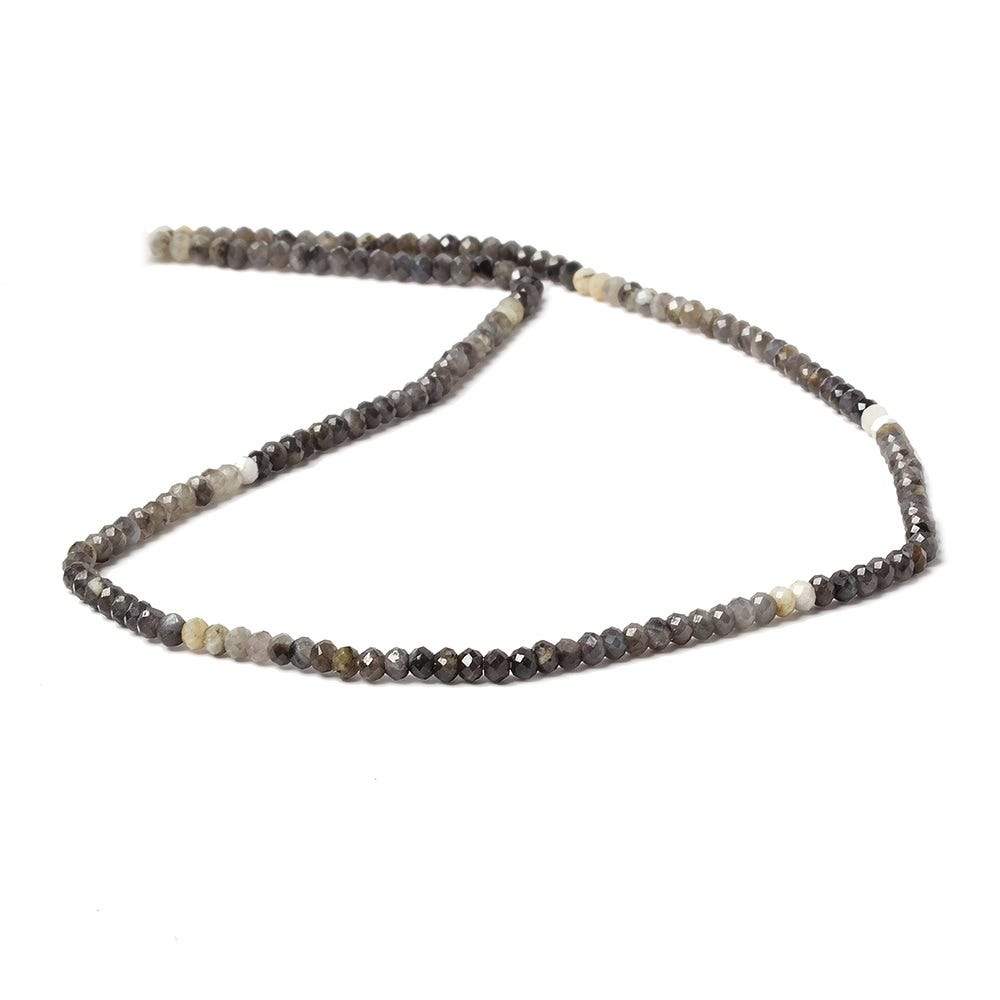 3mm Multi Grey Cream Sapphire Micro Faceted rondelle beads 13 inch 160 pcs - Beadsofcambay.com