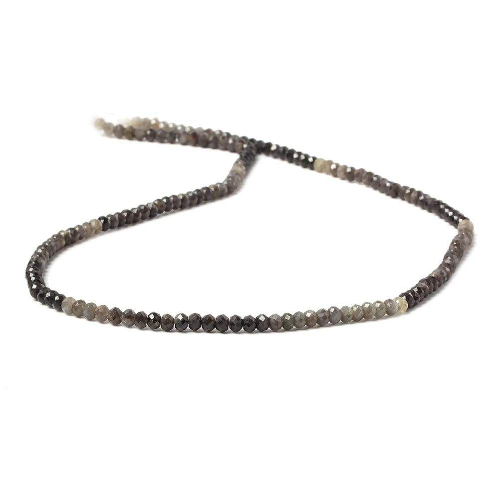 3mm Multi Grey Sapphire Micro Faceted rondelle beads 13 inch 160 pieces - Beadsofcambay.com