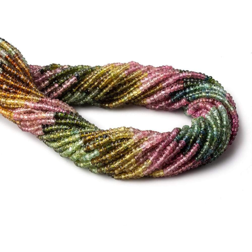 3mm Multi Tourmaline Micro Facet Rondelle Beads 14 inches 200 pieces - Beadsofcambay.com