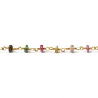 3mm Multi Tourmaline plain rondelle Gold plated Chain by the foot 30 pcs - Beadsofcambay.com