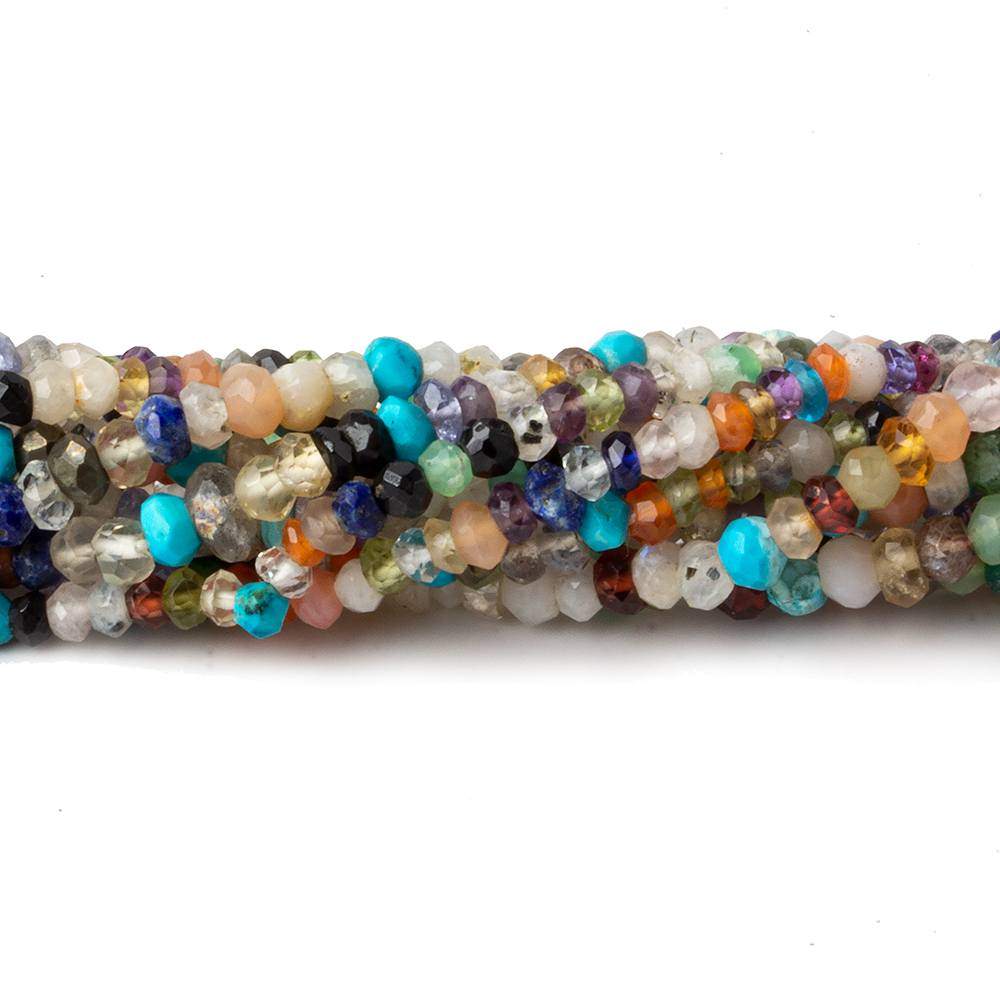 3mm MultiGemstone Faceted Rondelle Beads 13 inch 155 pieces - Beadsofcambay.com