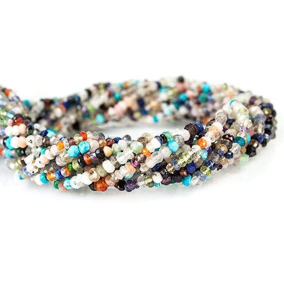 3mm MultiGemstone Faceted Rondelle Beads 13 inch 155 pieces - Beadsofcambay.com