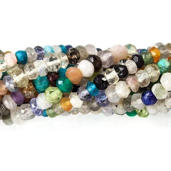 3mm MultiGemstone Faceted Rondelle Beads 13 inch 155 pieces - Beadsofcambay.com