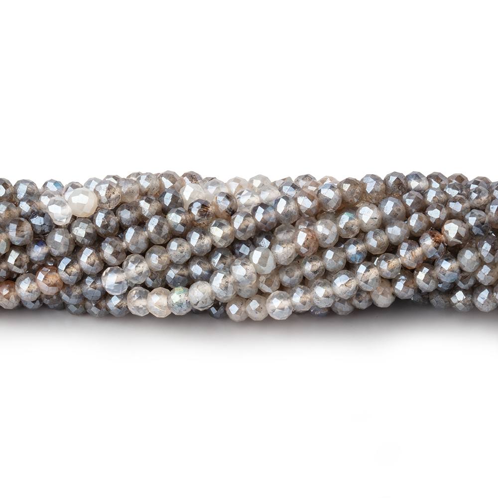 3mm Mystic Labradorite & Moonstone Micro Faceted Rondelles 12.5 inch 136 beads - Beadsofcambay.com