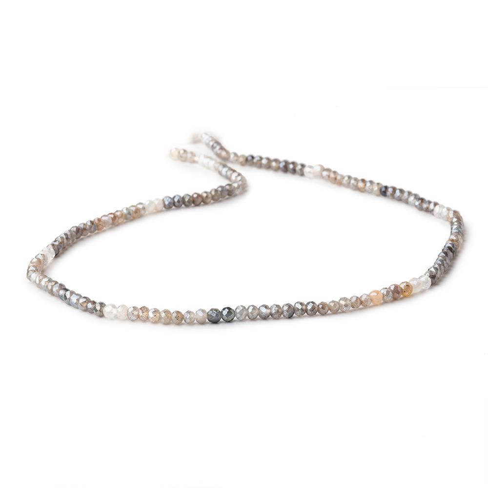3mm Mystic Labradorite & Moonstone Micro Faceted Rondelles 12.5 inch 136 beads - Beadsofcambay.com